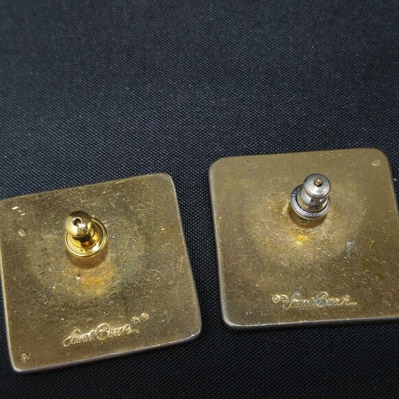 Laurel Burch Ancient Ancestors Post Earrings, Gold Plated, 1980s Vintage Jewelry - Picture 6 of 10